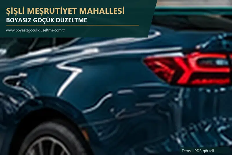Şişli Meşrutiyet Mahallesi hizmet rehberi için modern otomobil ve boyasız göçük incelemesini anlatan temsili görsel
