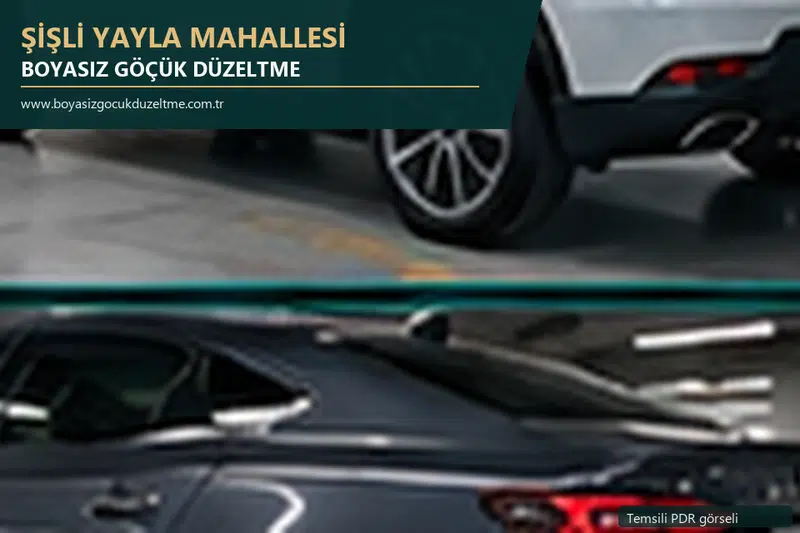 Şişli Yayla Mahallesi hizmet rehberi için modern otomobil ve boyasız göçük incelemesini anlatan temsili görsel