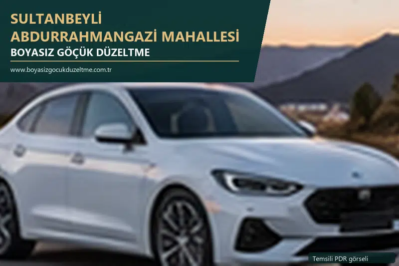 Sultanbeyli Abdurrahmangazi Mahallesi hizmet rehberi için modern otomobil ve boyasız göçük incelemesini anlatan temsili görsel