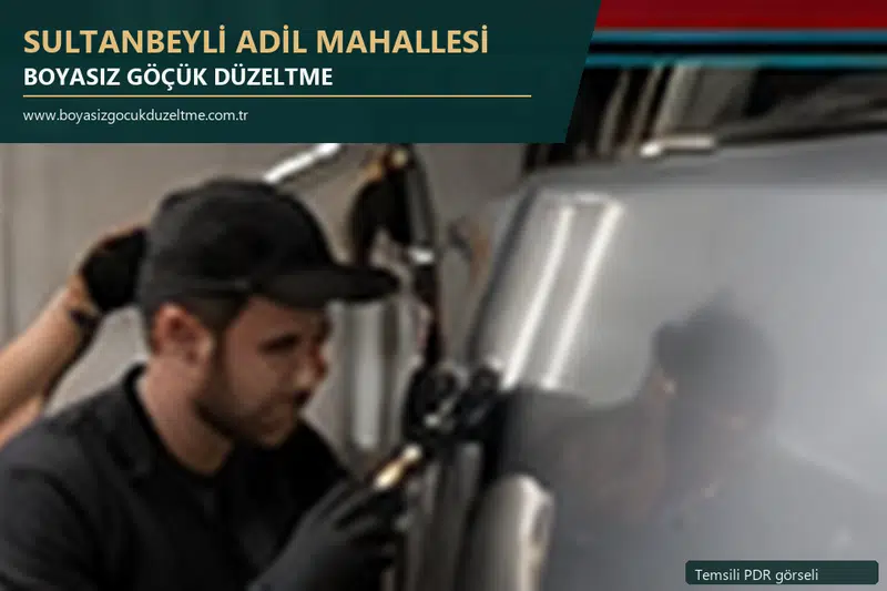 Sultanbeyli Adil Mahallesi hizmet rehberi için modern otomobil ve boyasız göçük incelemesini anlatan temsili görsel