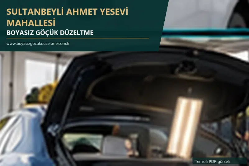 Sultanbeyli Ahmet Yesevi Mahallesi hizmet rehberi için modern otomobil ve boyasız göçük incelemesini anlatan temsili görsel