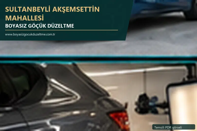 Sultanbeyli Akşemsettin Mahallesi hizmet rehberi için modern otomobil ve boyasız göçük incelemesini anlatan temsili görsel