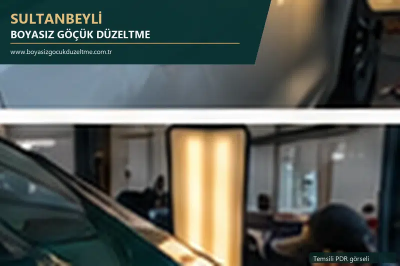 Sultanbeyli hizmet rehberi için modern otomobil ve boyasız göçük incelemesini anlatan temsili görsel
