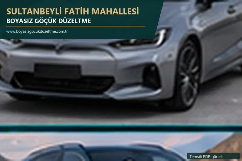 Sultanbeyli Fatih Mahallesi hizmet rehberi için modern otomobil ve boyasız göçük incelemesini anlatan temsili görsel