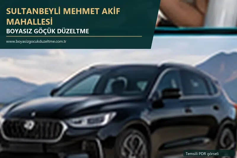 Sultanbeyli Mehmet Akif Mahallesi hizmet rehberi için modern otomobil ve boyasız göçük incelemesini anlatan temsili görsel