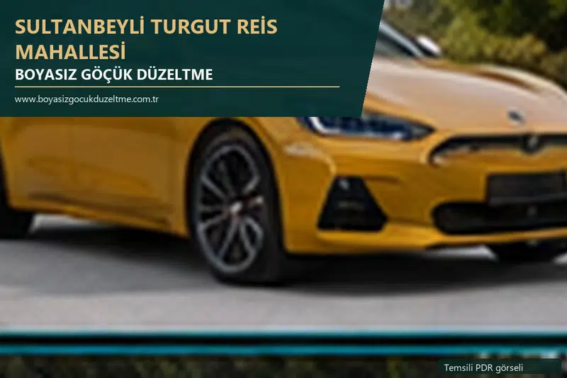Sultanbeyli Turgut Reis Mahallesi hizmet rehberi için modern otomobil ve boyasız göçük incelemesini anlatan temsili görsel