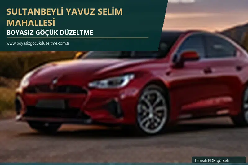 Sultanbeyli Yavuz Selim Mahallesi hizmet rehberi için modern otomobil ve boyasız göçük incelemesini anlatan temsili görsel