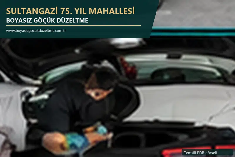 Sultangazi 75. Yıl Mahallesi hizmet rehberi için modern otomobil ve boyasız göçük incelemesini anlatan temsili görsel