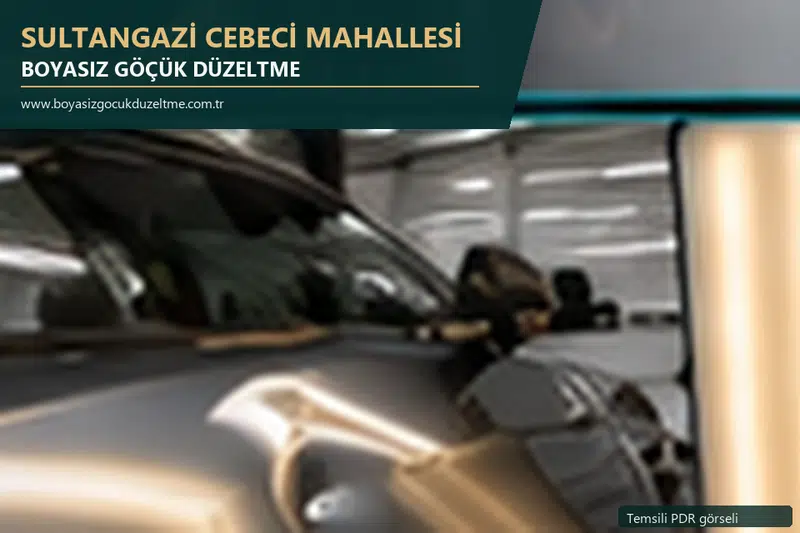Sultangazi Cebeci Mahallesi hizmet rehberi için modern otomobil ve boyasız göçük incelemesini anlatan temsili görsel