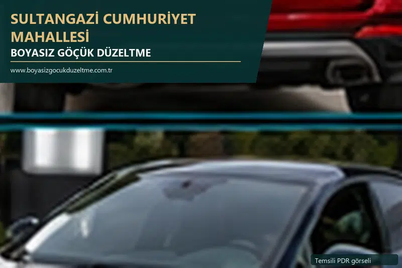 Sultangazi Cumhuriyet Mahallesi sabit nokta ve mobil PDR randevusunu anlatan temsili otomobil hizmeti görseli