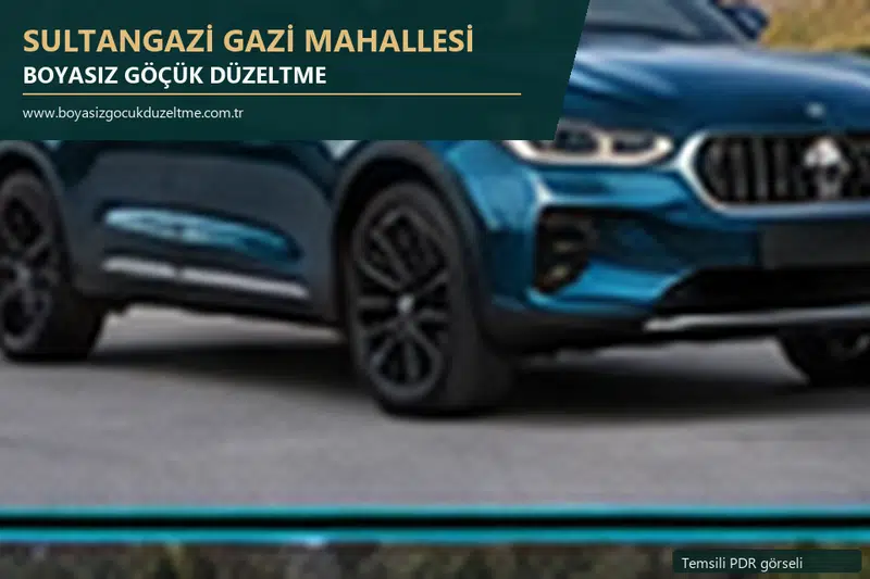 Sultangazi Gazi Mahallesi hizmet rehberi için modern otomobil ve boyasız göçük incelemesini anlatan temsili görsel