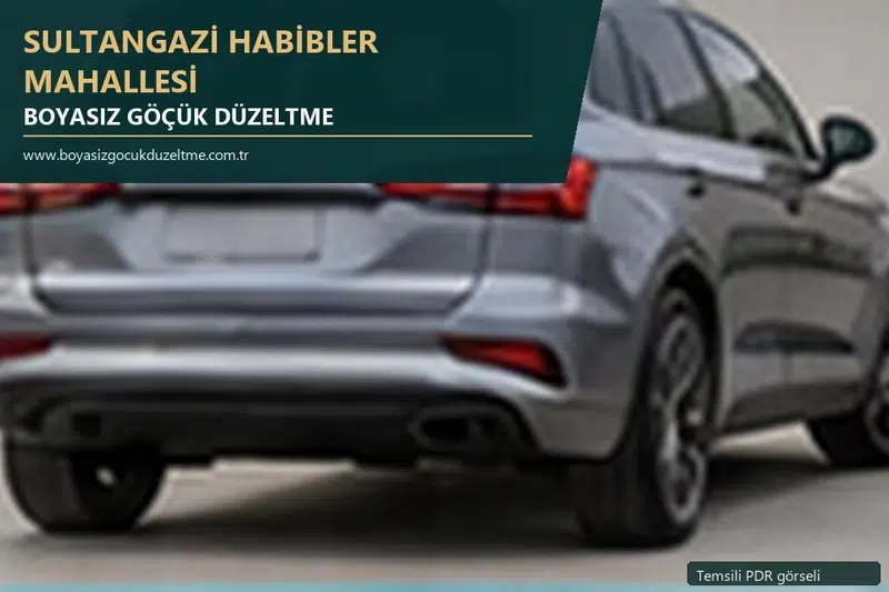 Sultangazi Habibler Mahallesi hizmet rehberi için modern otomobil ve boyasız göçük incelemesini anlatan temsili görsel