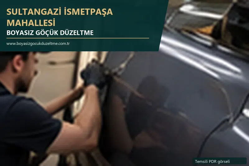 Sultangazi İsmetpaşa Mahallesi hizmet rehberi için modern otomobil ve boyasız göçük incelemesini anlatan temsili görsel