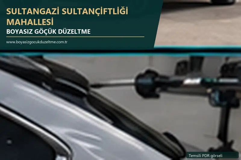 Sultangazi Sultançiftliği Mahallesi hizmet rehberi için modern otomobil ve boyasız göçük incelemesini anlatan temsili görsel