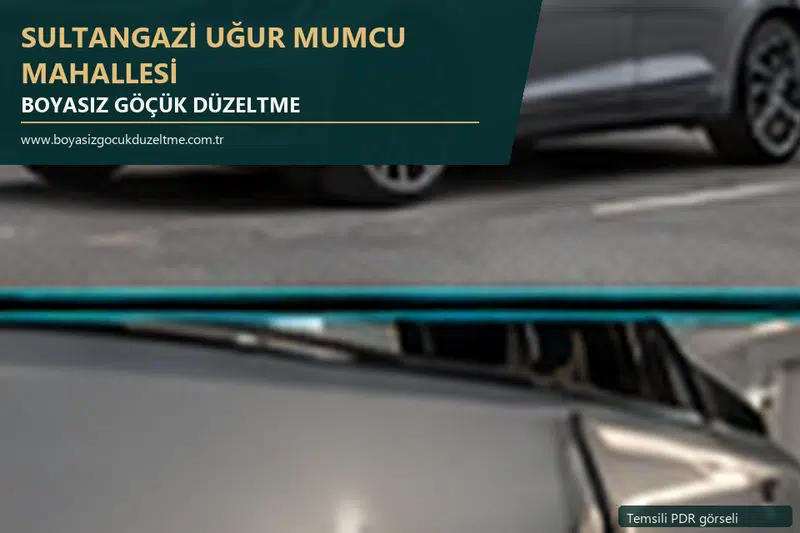Sultangazi Uğur Mumcu Mahallesi sabit nokta ve mobil PDR randevusunu anlatan temsili otomobil hizmeti görseli