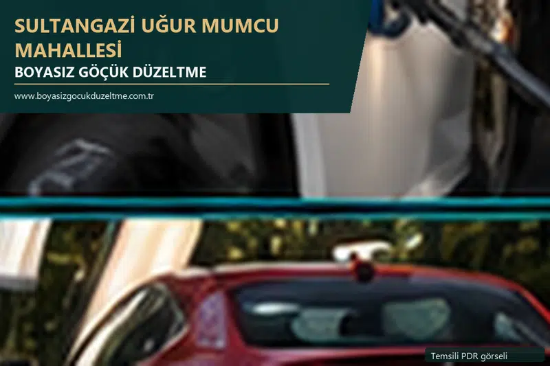 Sultangazi Uğur Mumcu Mahallesi hizmet rehberi için modern otomobil ve boyasız göçük incelemesini anlatan temsili görsel