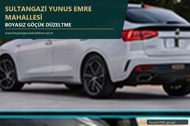 Sultangazi Yunus Emre Mahallesi sabit nokta ve mobil PDR randevusunu anlatan temsili otomobil hizmeti görseli