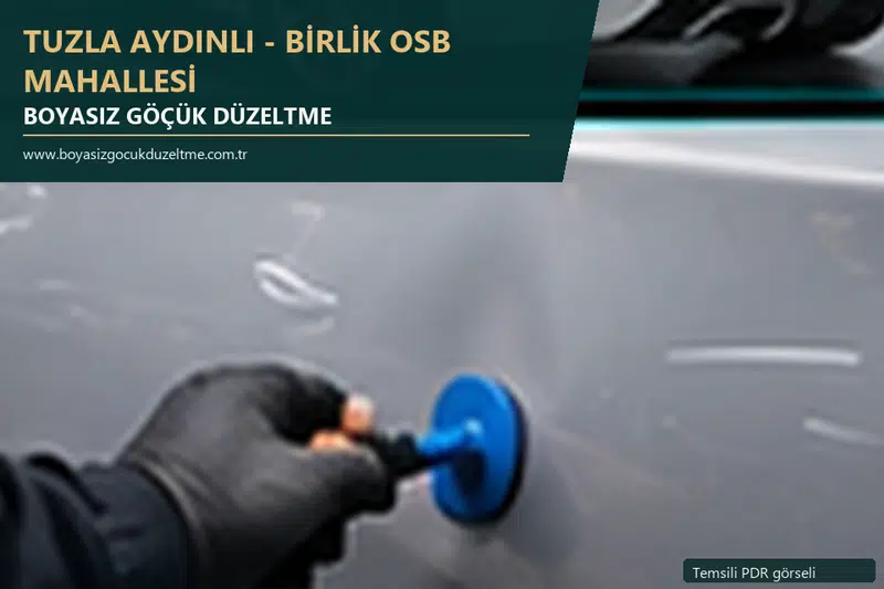 Tuzla Aydınlı - Birlik Osb Mahallesi hizmet rehberi için modern otomobil ve boyasız göçük incelemesini anlatan temsili görsel