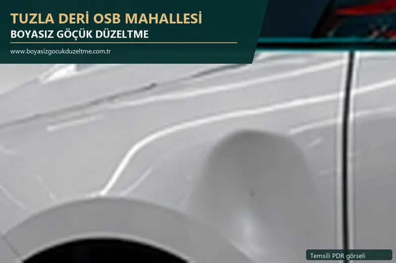 Tuzla Deri Osb Mahallesi hizmet rehberi için modern otomobil ve boyasız göçük incelemesini anlatan temsili görsel