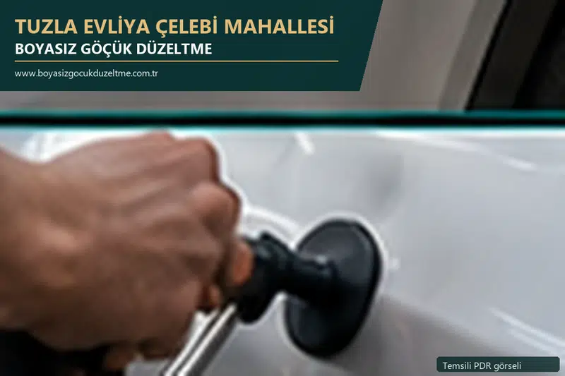 Tuzla Evliya Çelebi Mahallesi hizmet rehberi için modern otomobil ve boyasız göçük incelemesini anlatan temsili görsel