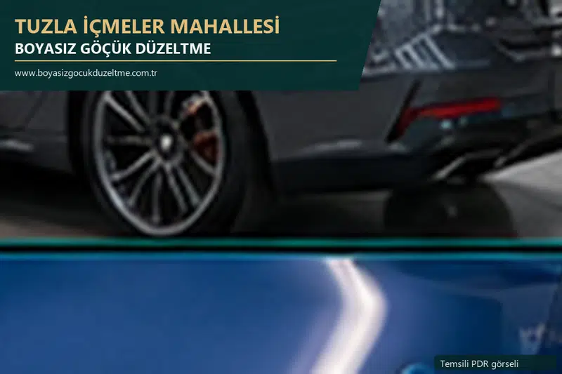 Tuzla İçmeler Mahallesi hizmet rehberi için modern otomobil ve boyasız göçük incelemesini anlatan temsili görsel