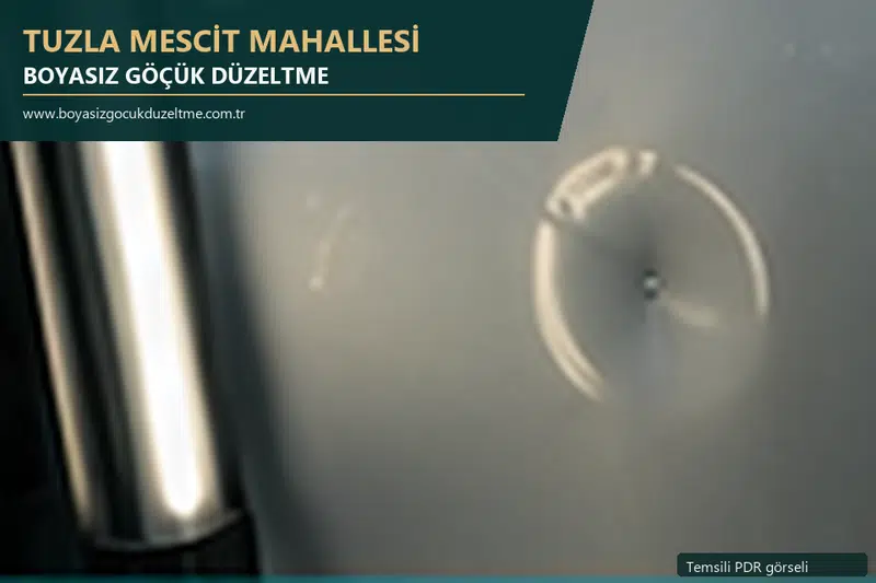 Tuzla Mescit Mahallesi hizmet rehberi için modern otomobil ve boyasız göçük incelemesini anlatan temsili görsel