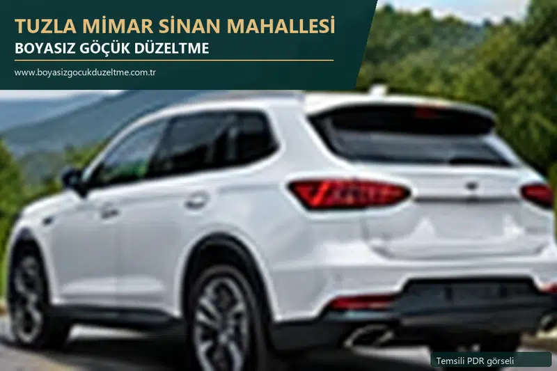 Tuzla Mimar Sinan Mahallesi hizmet rehberi için modern otomobil ve boyasız göçük incelemesini anlatan temsili görsel