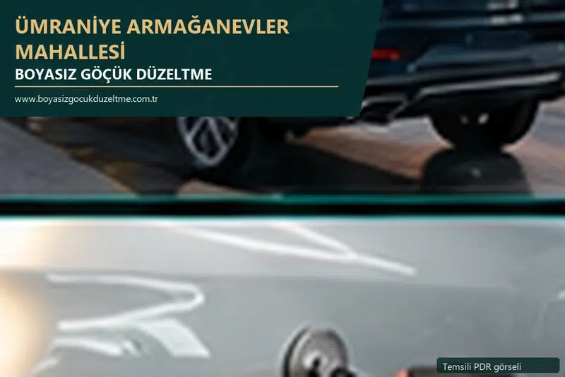 Ümraniye Armağanevler Mahallesi hizmet rehberi için modern otomobil ve boyasız göçük incelemesini anlatan temsili görsel