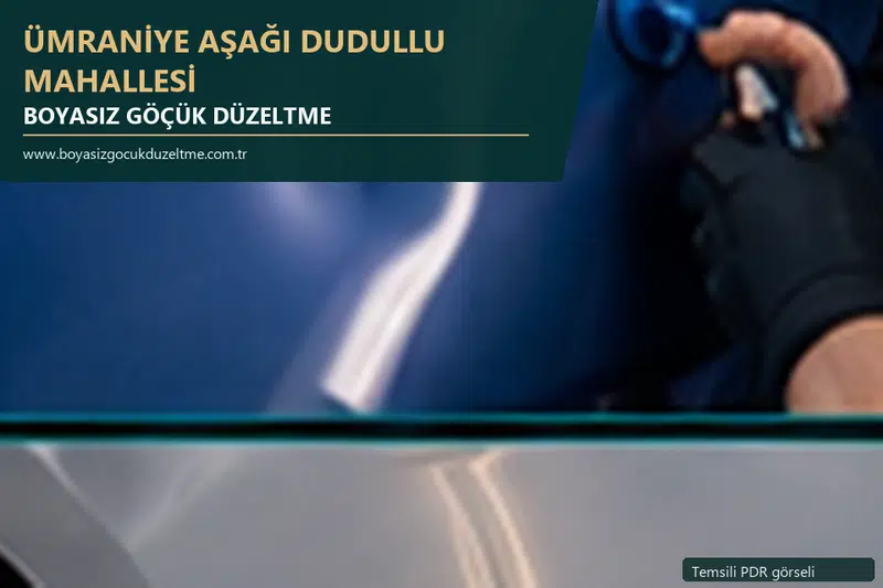 Ümraniye Aşağı Dudullu Mahallesi hizmet rehberi için modern otomobil ve boyasız göçük incelemesini anlatan temsili görsel