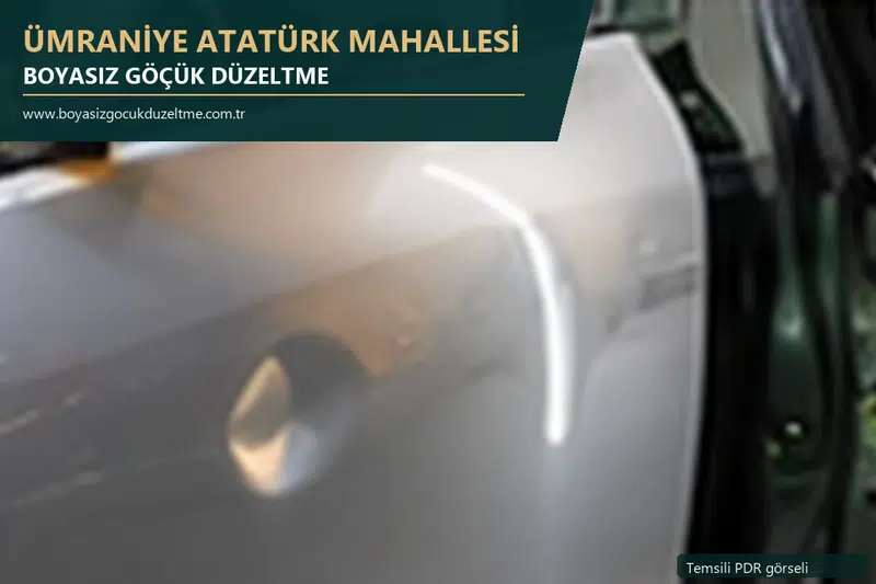 Ümraniye Atatürk Mahallesi hizmet rehberi için modern otomobil ve boyasız göçük incelemesini anlatan temsili görsel