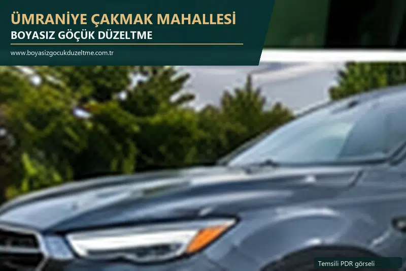Ümraniye Çakmak Mahallesi hizmet rehberi için modern otomobil ve boyasız göçük incelemesini anlatan temsili görsel