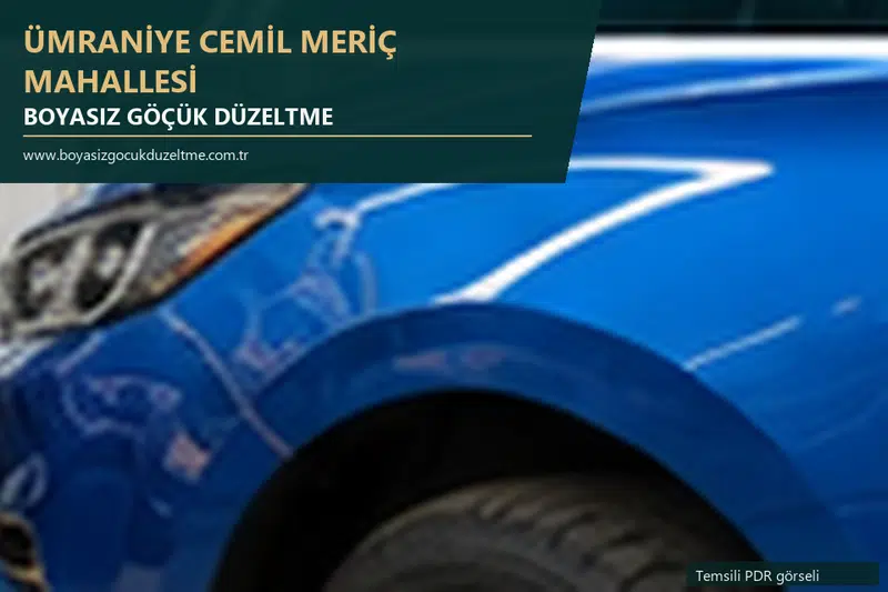 Ümraniye Cemil Meriç Mahallesi hizmet rehberi için modern otomobil ve boyasız göçük incelemesini anlatan temsili görsel