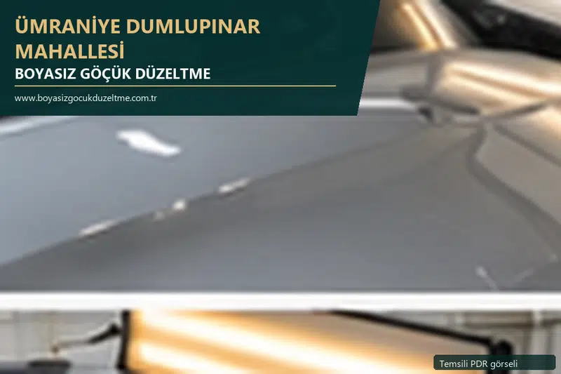Ümraniye Dumlupınar Mahallesi hizmet rehberi için modern otomobil ve boyasız göçük incelemesini anlatan temsili görsel
