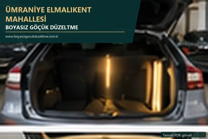 Ümraniye Elmalıkent Mahallesi hizmet rehberi için modern otomobil ve boyasız göçük incelemesini anlatan temsili görsel