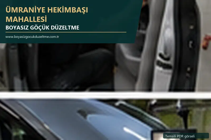 Ümraniye Hekimbaşı Mahallesi hizmet rehberi için modern otomobil ve boyasız göçük incelemesini anlatan temsili görsel