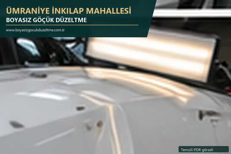 Ümraniye İnkılap Mahallesi hizmet rehberi için modern otomobil ve boyasız göçük incelemesini anlatan temsili görsel