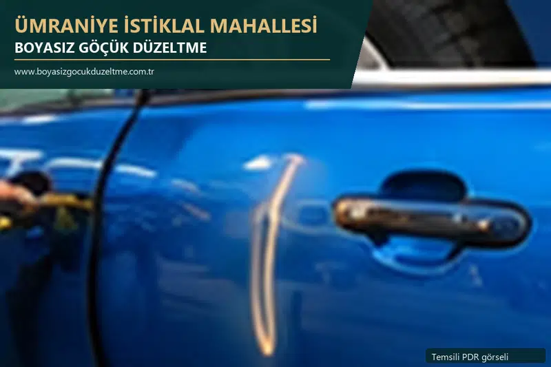 Ümraniye İstiklal Mahallesi hizmet rehberi için modern otomobil ve boyasız göçük incelemesini anlatan temsili görsel
