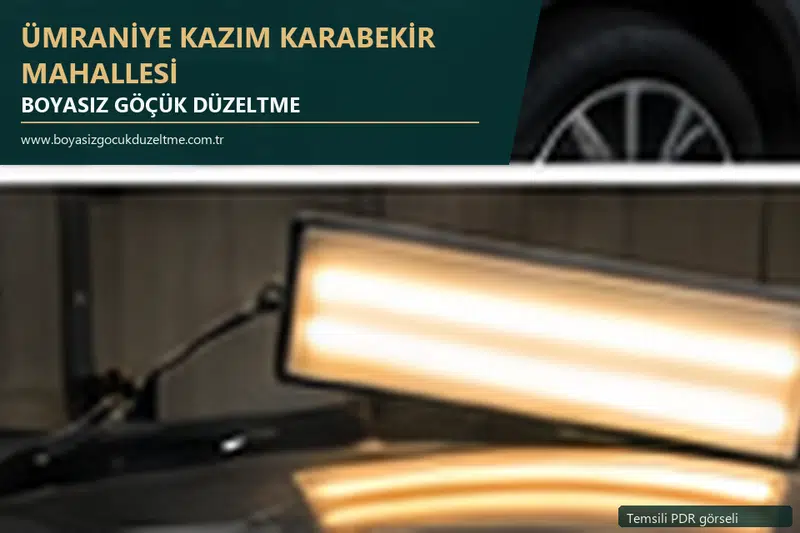 Ümraniye Kazım Karabekir Mahallesi hizmet rehberi için modern otomobil ve boyasız göçük incelemesini anlatan temsili görsel
