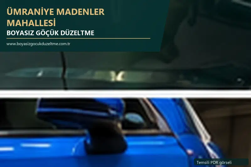 Ümraniye Madenler Mahallesi hizmet rehberi için modern otomobil ve boyasız göçük incelemesini anlatan temsili görsel