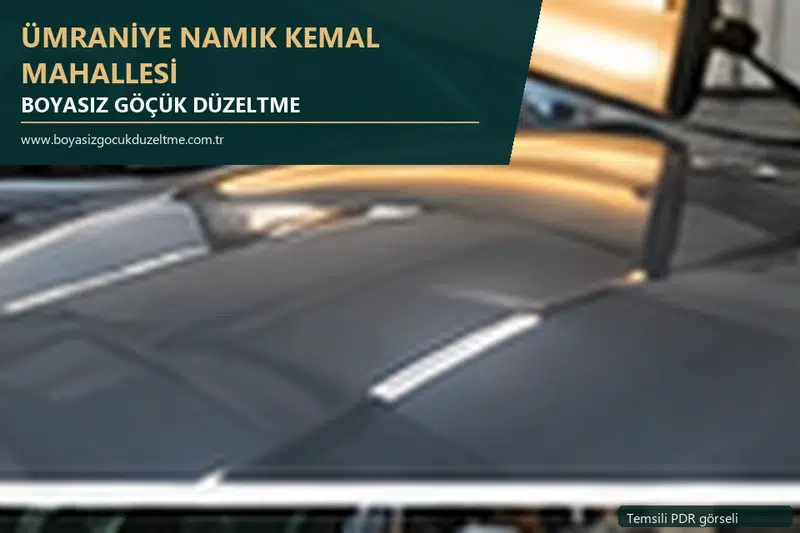 Ümraniye Namık Kemal Mahallesi hizmet rehberi için modern otomobil ve boyasız göçük incelemesini anlatan temsili görsel