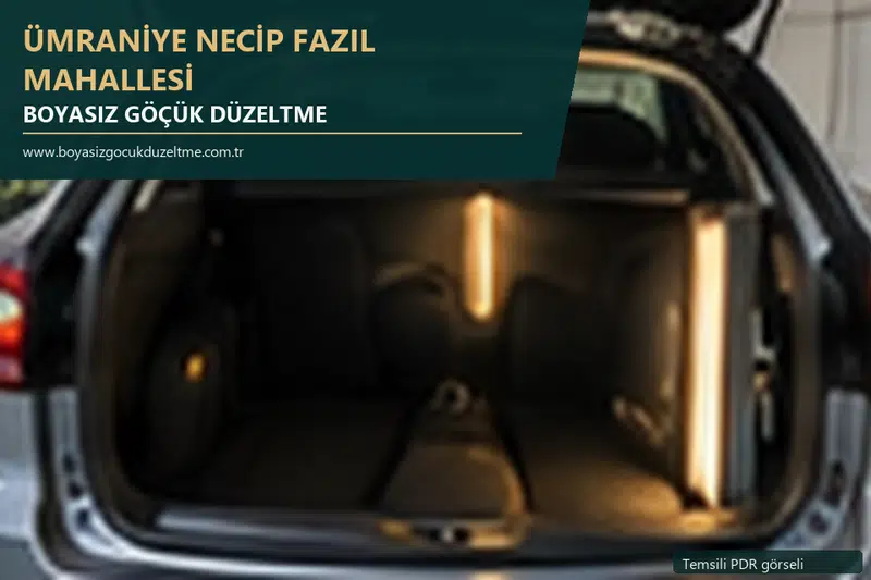 Ümraniye Necip Fazıl Mahallesi hizmet rehberi için modern otomobil ve boyasız göçük incelemesini anlatan temsili görsel