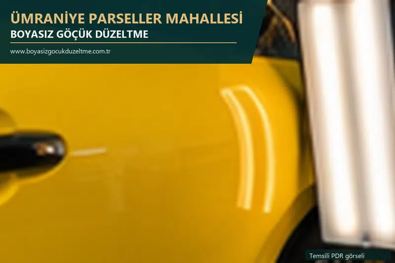 Ümraniye Parseller Mahallesi hizmet rehberi için modern otomobil ve boyasız göçük incelemesini anlatan temsili görsel