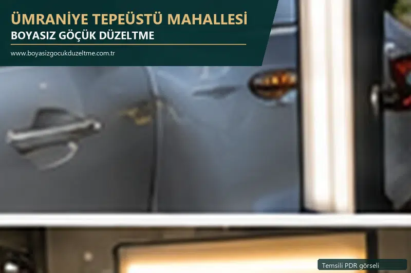 Ümraniye Tepeüstü Mahallesi hizmet rehberi için modern otomobil ve boyasız göçük incelemesini anlatan temsili görsel