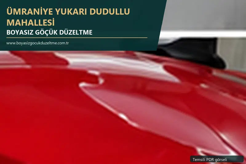 Ümraniye Yukarı Dudullu Mahallesi hizmet rehberi için modern otomobil ve boyasız göçük incelemesini anlatan temsili görsel