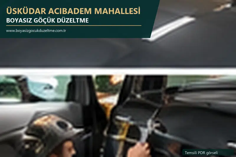 Üsküdar Acıbadem Mahallesi hizmet rehberi için modern otomobil ve boyasız göçük incelemesini anlatan temsili görsel