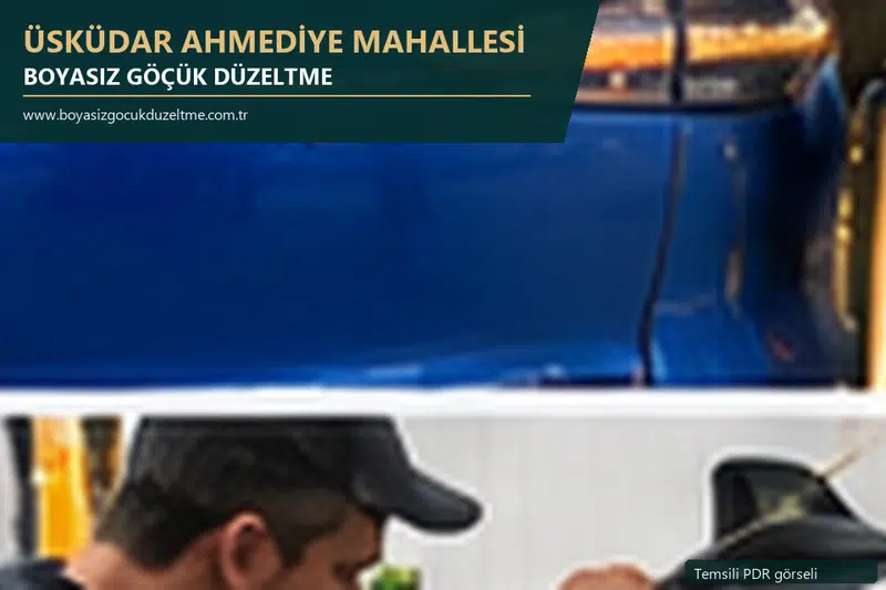 Üsküdar Ahmediye Mahallesi hizmet rehberi için modern otomobil ve boyasız göçük incelemesini anlatan temsili görsel