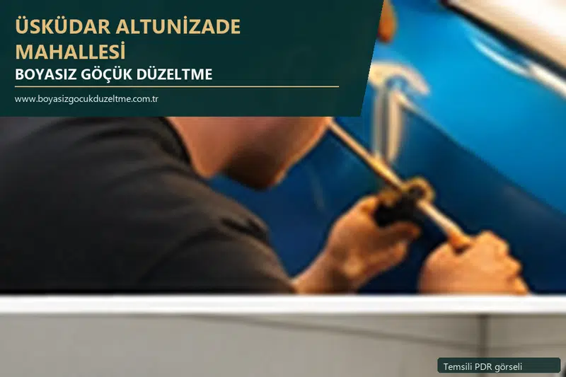 Üsküdar Altunizade Mahallesi hizmet rehberi için modern otomobil ve boyasız göçük incelemesini anlatan temsili görsel