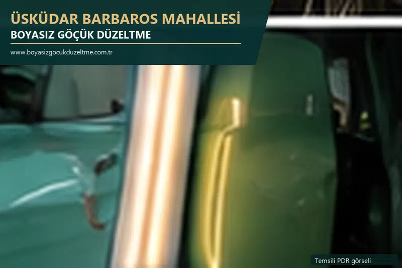 Üsküdar Barbaros Mahallesi hizmet rehberi için modern otomobil ve boyasız göçük incelemesini anlatan temsili görsel