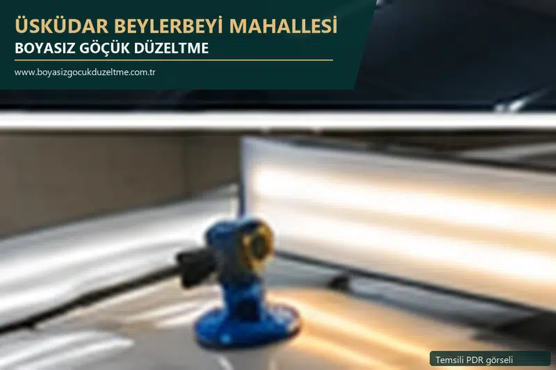 Üsküdar Beylerbeyi Mahallesi hizmet rehberi için modern otomobil ve boyasız göçük incelemesini anlatan temsili görsel