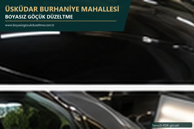 Üsküdar Burhaniye Mahallesi hizmet rehberi için modern otomobil ve boyasız göçük incelemesini anlatan temsili görsel
